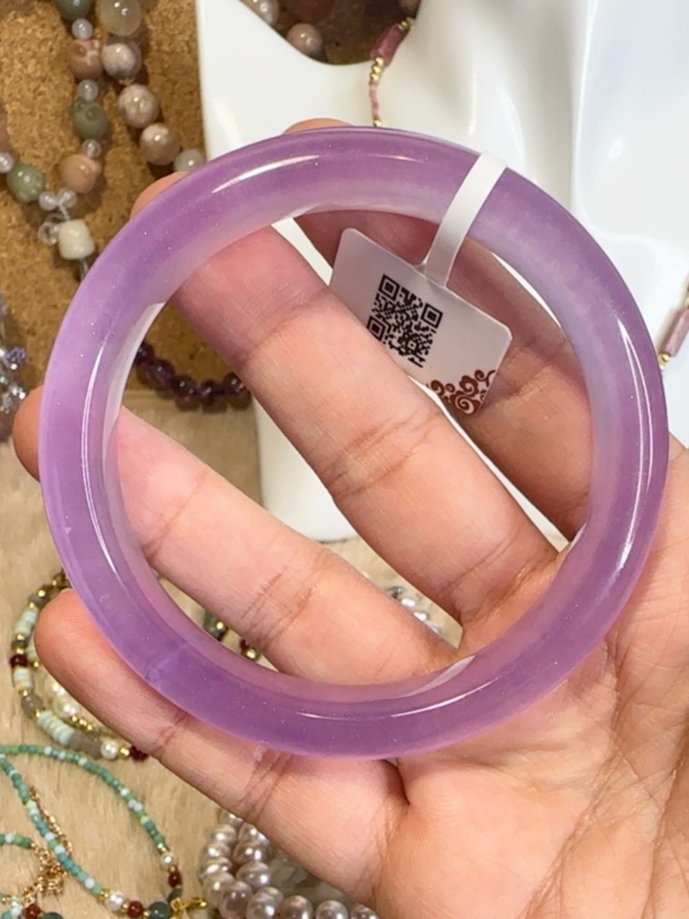 Elegant Purple Jade Bracelet Bagle Size 57.5